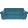 imageHVERSAILTEX Wingback Chair Covers Velvet Plush Wing Chair Slipcover 1 Piece High Stretch Wing Back Chair Slipcovers Sofa Cover Furniture Cover with Elastic Bottom CamelPeacock Blue