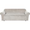 imageHVERSAILTEX Wingback Chair Covers Velvet Plush Wing Chair Slipcover 1 Piece High Stretch Wing Back Chair Slipcovers Sofa Cover Furniture Cover with Elastic Bottom CamelOatmeal