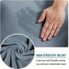 imageHVERSAILTEX Wingback Chair Covers Velvet Plush Wing Chair Slipcover 1 Piece High Stretch Wing Back Chair Slipcovers Sofa Cover Furniture Cover with Elastic Bottom CamelStone Blue