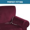 imageHVERSAILTEX Wingback Chair Covers Velvet Plush Wing Chair Slipcover 1 Piece High Stretch Wing Back Chair Slipcovers Sofa Cover Furniture Cover with Elastic Bottom CamelWineBurgundy