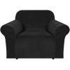 imageHVERSAILTEX Wingback Chair Covers Velvet Plush Wing Chair Slipcover 1 Piece High Stretch Wing Back Chair Slipcovers Sofa Cover Furniture Cover with Elastic Bottom CamelJet Black