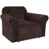 imageHVERSAILTEX Wingback Chair Covers Velvet Plush Wing Chair Slipcover 1 Piece High Stretch Wing Back Chair Slipcovers Sofa Cover Furniture Cover with Elastic Bottom CamelChocolate