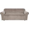 imageHVERSAILTEX Wingback Chair Covers Velvet Plush Wing Chair Slipcover 1 Piece High Stretch Wing Back Chair Slipcovers Sofa Cover Furniture Cover with Elastic Bottom CamelTaupe