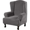 imageHVERSAILTEX Wingback Chair Covers Velvet Plush Wing Chair Slipcover 1 Piece High Stretch Wing Back Chair Slipcovers Sofa Cover Furniture Cover with Elastic Bottom CamelCharcoal Gray