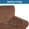 imageHVERSAILTEX Wingback Chair Covers Velvet Plush Wing Chair Slipcover 1 Piece High Stretch Wing Back Chair Slipcovers Sofa Cover Furniture Cover with Elastic Bottom CamelCaramel