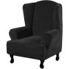 imageHVERSAILTEX Wingback Chair Covers Velvet Plush Wing Chair Slipcover 1 Piece High Stretch Wing Back Chair Slipcovers Sofa Cover Furniture Cover with Elastic Bottom CamelJet Black
