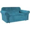 imageHVERSAILTEX Wingback Chair Covers Velvet Plush Wing Chair Slipcover 1 Piece High Stretch Wing Back Chair Slipcovers Sofa Cover Furniture Cover with Elastic Bottom CamelPeacock Blue