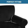 imageHVERSAILTEX Wingback Chair Covers Velvet Plush Wing Chair Slipcover 1 Piece High Stretch Wing Back Chair Slipcovers Sofa Cover Furniture Cover with Elastic Bottom CamelJet Black