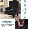 imageHVERSAILTEX Wingback Chair Covers Velvet Plush Wing Chair Slipcover 1 Piece High Stretch Wing Back Chair Slipcovers Sofa Cover Furniture Cover with Elastic Bottom CamelJet Black