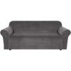 imageHVERSAILTEX Wingback Chair Covers Velvet Plush Wing Chair Slipcover 1 Piece High Stretch Wing Back Chair Slipcovers Sofa Cover Furniture Cover with Elastic Bottom CamelCharcoal Gray