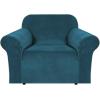 imageHVERSAILTEX Wingback Chair Covers Velvet Plush Wing Chair Slipcover 1 Piece High Stretch Wing Back Chair Slipcovers Sofa Cover Furniture Cover with Elastic Bottom CamelDeep Teal