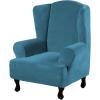 imageHVERSAILTEX Wingback Chair Covers Velvet Plush Wing Chair Slipcover 1 Piece High Stretch Wing Back Chair Slipcovers Sofa Cover Furniture Cover with Elastic Bottom CamelPeacock Blue