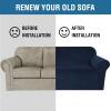 imageHVERSAILTEX Wingback Chair Covers Velvet Plush Wing Chair Slipcover 1 Piece High Stretch Wing Back Chair Slipcovers Sofa Cover Furniture Cover with Elastic Bottom CamelNavy