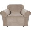 imageHVERSAILTEX Wingback Chair Covers Velvet Plush Wing Chair Slipcover 1 Piece High Stretch Wing Back Chair Slipcovers Sofa Cover Furniture Cover with Elastic Bottom CamelTaupe
