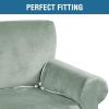 imageHVERSAILTEX Wingback Chair Covers Velvet Plush Wing Chair Slipcover 1 Piece High Stretch Wing Back Chair Slipcovers Sofa Cover Furniture Cover with Elastic Bottom CamelSea Grass