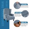 imageHVERSAILTEX Wingback Chair Covers Velvet Plush Wing Chair Slipcover 1 Piece High Stretch Wing Back Chair Slipcovers Sofa Cover Furniture Cover with Elastic Bottom CamelStone Blue