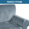 imageHVERSAILTEX Wingback Chair Covers Velvet Plush Wing Chair Slipcover 1 Piece High Stretch Wing Back Chair Slipcovers Sofa Cover Furniture Cover with Elastic Bottom CamelStone Blue
