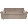 imageHVERSAILTEX Wingback Chair Covers Velvet Plush Wing Chair Slipcover 1 Piece High Stretch Wing Back Chair Slipcovers Sofa Cover Furniture Cover with Elastic Bottom CamelTaupe