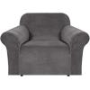 imageHVERSAILTEX Wingback Chair Covers Velvet Plush Wing Chair Slipcover 1 Piece High Stretch Wing Back Chair Slipcovers Sofa Cover Furniture Cover with Elastic Bottom CamelCharcoal Gray