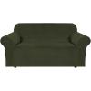 imageHVERSAILTEX Wingback Chair Covers Velvet Plush Wing Chair Slipcover 1 Piece High Stretch Wing Back Chair Slipcovers Sofa Cover Furniture Cover with Elastic Bottom CamelOlive