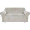 imageHVERSAILTEX Wingback Chair Covers Velvet Plush Wing Chair Slipcover 1 Piece High Stretch Wing Back Chair Slipcovers Sofa Cover Furniture Cover with Elastic Bottom CamelOatmeal