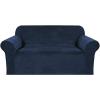 imageHVERSAILTEX Wingback Chair Covers Velvet Plush Wing Chair Slipcover 1 Piece High Stretch Wing Back Chair Slipcovers Sofa Cover Furniture Cover with Elastic Bottom CamelNavy