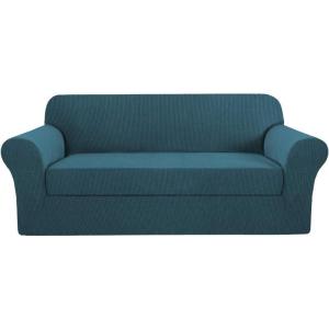 imageHVERSAILTEX 2 Piece Stretch Jacquard Wingback Chair Covers Slipcovers Wing Chair Covers Base Cover Plus Seat Cushion Cover Furniture Covers for Wingback Chairs Form Fitted Thick Soft ChocolateDeep Teal