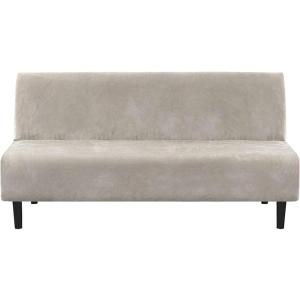 imageHVERSAILTEX Real Velvet Futon Cover Armless Sofa Covers Sofa Bed Covers Stretch Futon Couch Cover Sofa Slipcover Furniture Protector Thick Soft Velvet Fabric Form Fitted Stay in Place GreyOatmeal