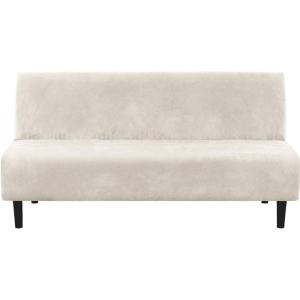 imageHVERSAILTEX Real Velvet Futon Cover Armless Sofa Covers Sofa Bed Covers Stretch Futon Couch Cover Sofa Slipcover Furniture Protector Thick Soft Velvet Fabric Form Fitted Stay in Place BrownIvory