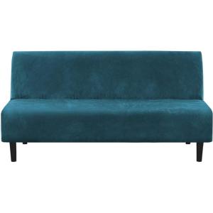 imageHVERSAILTEX Real Velvet Futon Cover Armless Sofa Covers Sofa Bed Covers Stretch Futon Couch Cover Sofa Slipcover Furniture Protector Thick Soft Velvet Fabric Form Fitted Stay in Place BrownDeep Teal