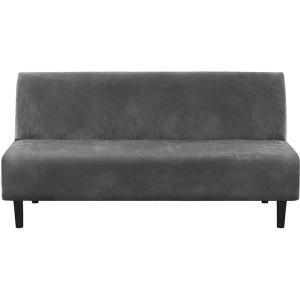 imageHVERSAILTEX Real Velvet Futon Cover Armless Sofa Covers Sofa Bed Covers Stretch Futon Couch Cover Sofa Slipcover Furniture Protector Thick Soft Velvet Fabric Form Fitted Stay in Place BrownGrey