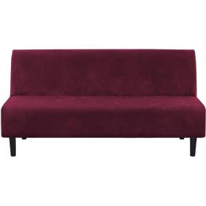 imageHVERSAILTEX Real Velvet Futon Cover Armless Sofa Covers Sofa Bed Covers Stretch Futon Couch Cover Sofa Slipcover Furniture Protector Thick Soft Velvet Fabric Form Fitted Stay in Place GreyWineBurgundy