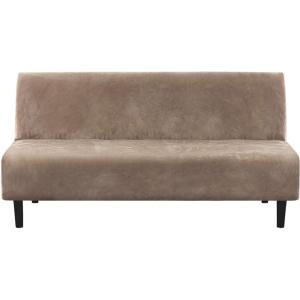 imageHVERSAILTEX Real Velvet Futon Cover Armless Sofa Covers Sofa Bed Covers Stretch Futon Couch Cover Sofa Slipcover Furniture Protector Thick Soft Velvet Fabric Form Fitted Stay in Place BrownTaupe