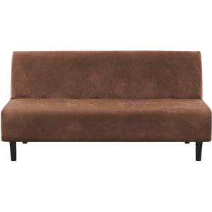 imageHVERSAILTEX Real Velvet Futon Cover Armless Sofa Covers Sofa Bed Covers Stretch Futon Couch Cover Sofa Slipcover Furniture Protector Thick Soft Velvet Fabric Form Fitted Stay in Place GreyCaramel