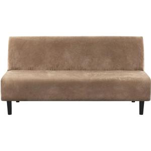 imageHVERSAILTEX Real Velvet Futon Cover Armless Sofa Covers Sofa Bed Covers Stretch Futon Couch Cover Sofa Slipcover Furniture Protector Thick Soft Velvet Fabric Form Fitted Stay in Place BrownCamel