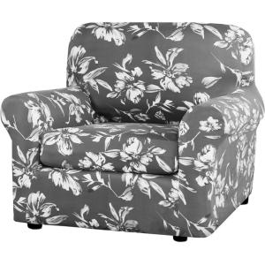 imageHVERSAILTEX Super Stretch 2 Pieces Sofa Covers for Armchair Covers Living Room Chair Slipcovers Feature Soft Thick Modern Style with Individual Cushion Cover Pet Friendly  Armchair AquaGrey