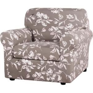 imageHVERSAILTEX Super Stretch 2 Pieces Sofa Covers for Armchair Covers Living Room Chair Slipcovers Feature Soft Thick Modern Style with Individual Cushion Cover Pet Friendly  Armchair AquaTaupe