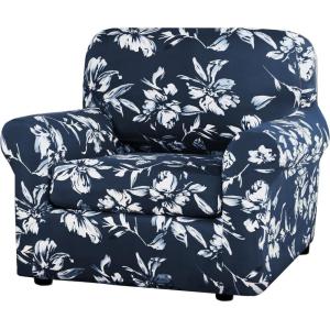 imageHVERSAILTEX Super Stretch 2 Pieces Sofa Covers for Armchair Covers Living Room Chair Slipcovers Feature Soft Thick Modern Style with Individual Cushion Cover Pet Friendly  Armchair AquaNavy