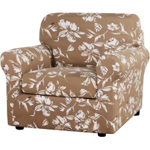 imageHVERSAILTEX Super Stretch 2 Pieces Sofa Covers for Armchair Covers Living Room Chair Slipcovers Feature Soft Thick Modern Style with Individual Cushion Cover Pet Friendly  Armchair AquaCamel
