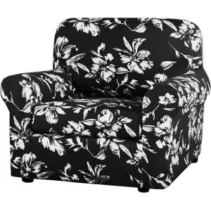 imageHVERSAILTEX Super Stretch 2 Pieces Sofa Covers for Armchair Covers Living Room Chair Slipcovers Feature Soft Thick Modern Style with Individual Cushion Cover Pet Friendly  Armchair AquaBlack