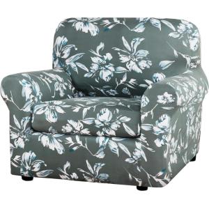 imageHVERSAILTEX Super Stretch 2 Pieces Sofa Covers for Armchair Covers Living Room Chair Slipcovers Feature Soft Thick Modern Style with Individual Cushion Cover Pet Friendly  Armchair AquaGreen