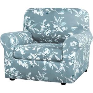 imageHVERSAILTEX Super Stretch 2 Pieces Sofa Covers for Armchair Covers Living Room Chair Slipcovers Feature Soft Thick Modern Style with Individual Cushion Cover Pet Friendly  Armchair AquaAqua