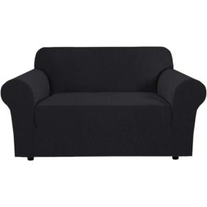 imageHVERSAILTEX Wing Chair Slipcover Chair Covers for Wingback Chairs Wingback Chair Covers Slipcovers 1 Piece Stretch Sofa Cover Furniture Protector Soft Spandex Jacquard Checked Pattern TaupeJet Black