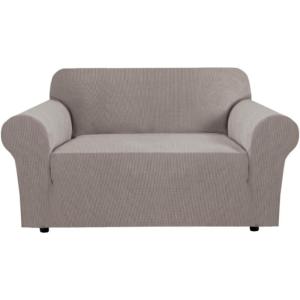 imageHVERSAILTEX Wing Chair Slipcover Chair Covers for Wingback Chairs Wingback Chair Covers Slipcovers 1 Piece Stretch Sofa Cover Furniture Protector Soft Spandex Jacquard Checked Pattern TaupeTaupe
