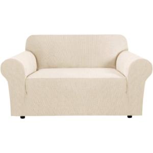 imageHVERSAILTEX Wing Chair Slipcover Chair Covers for Wingback Chairs Wingback Chair Covers Slipcovers 1 Piece Stretch Sofa Cover Furniture Protector Soft Spandex Jacquard Checked Pattern TaupeNatural