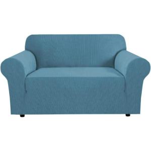 imageHVERSAILTEX Wing Chair Slipcover Chair Covers for Wingback Chairs Wingback Chair Covers Slipcovers 1 Piece Stretch Sofa Cover Furniture Protector Soft Spandex Jacquard Checked Pattern TaupeStorm Blue