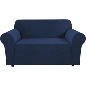 imageHVERSAILTEX Wing Chair Slipcover Chair Covers for Wingback Chairs Wingback Chair Covers Slipcovers 1 Piece Stretch Sofa Cover Furniture Protector Soft Spandex Jacquard Checked Pattern TaupeNavy