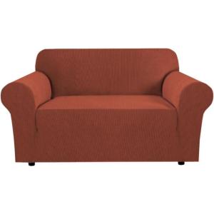 imageHVERSAILTEX Wing Chair Slipcover Chair Covers for Wingback Chairs Wingback Chair Covers Slipcovers 1 Piece Stretch Sofa Cover Furniture Protector Soft Spandex Jacquard Checked Pattern TaupeRust