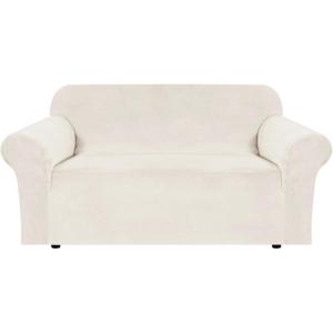imageHVERSAILTEX Wingback Chair Covers Velvet Plush Wing Chair Slipcover 1 Piece High Stretch Wing Back Chair Slipcovers Sofa Cover Furniture Cover with Elastic Bottom CamelPorcelain