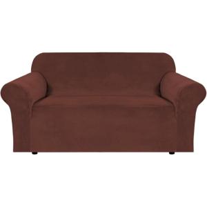 imageHVERSAILTEX Wingback Chair Covers Velvet Plush Wing Chair Slipcover 1 Piece High Stretch Wing Back Chair Slipcovers Sofa Cover Furniture Cover with Elastic Bottom CamelBurnt Brick